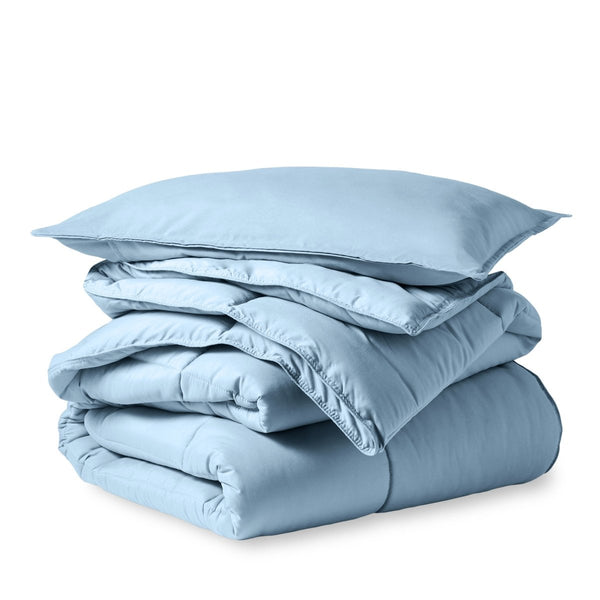 A down alternative comforter folded neatly