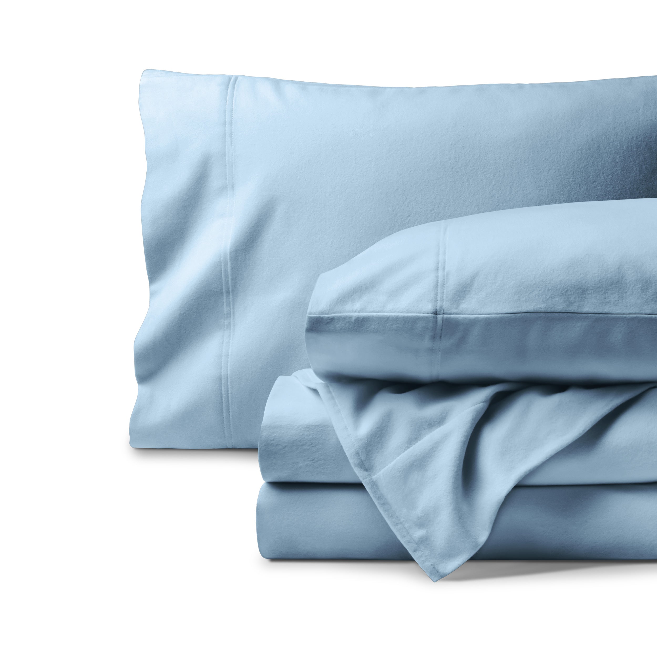 Organic flannel sheet set neatly folded
