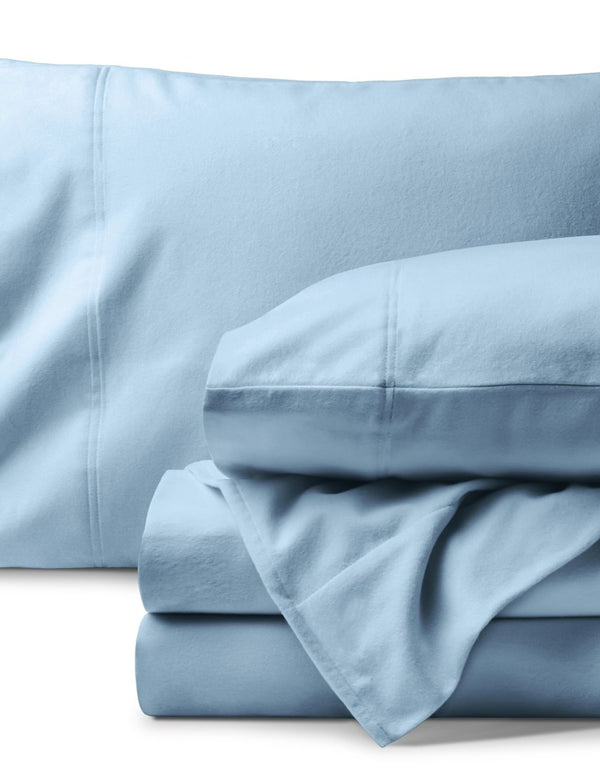Organic flannel sheet set neatly folded