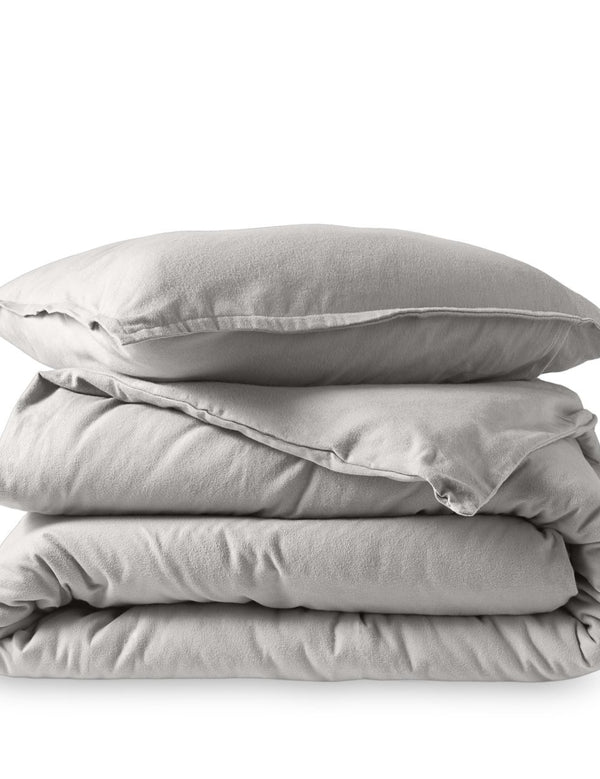 Flannel duvet set folded and stacked