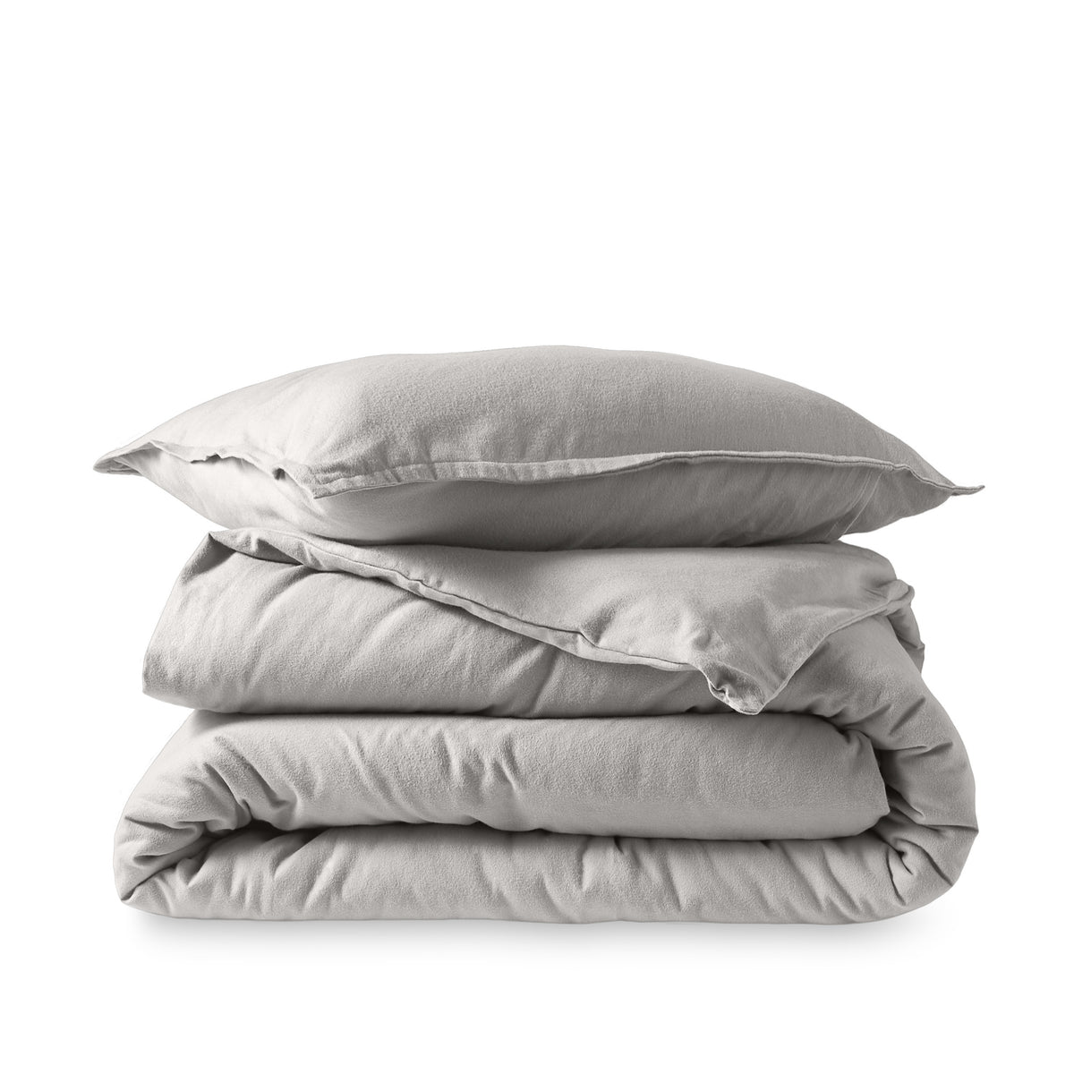 Flannel duvet set folded and stacked