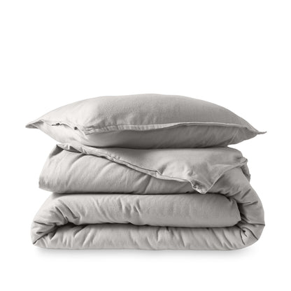 Flannel duvet set folded and stacked