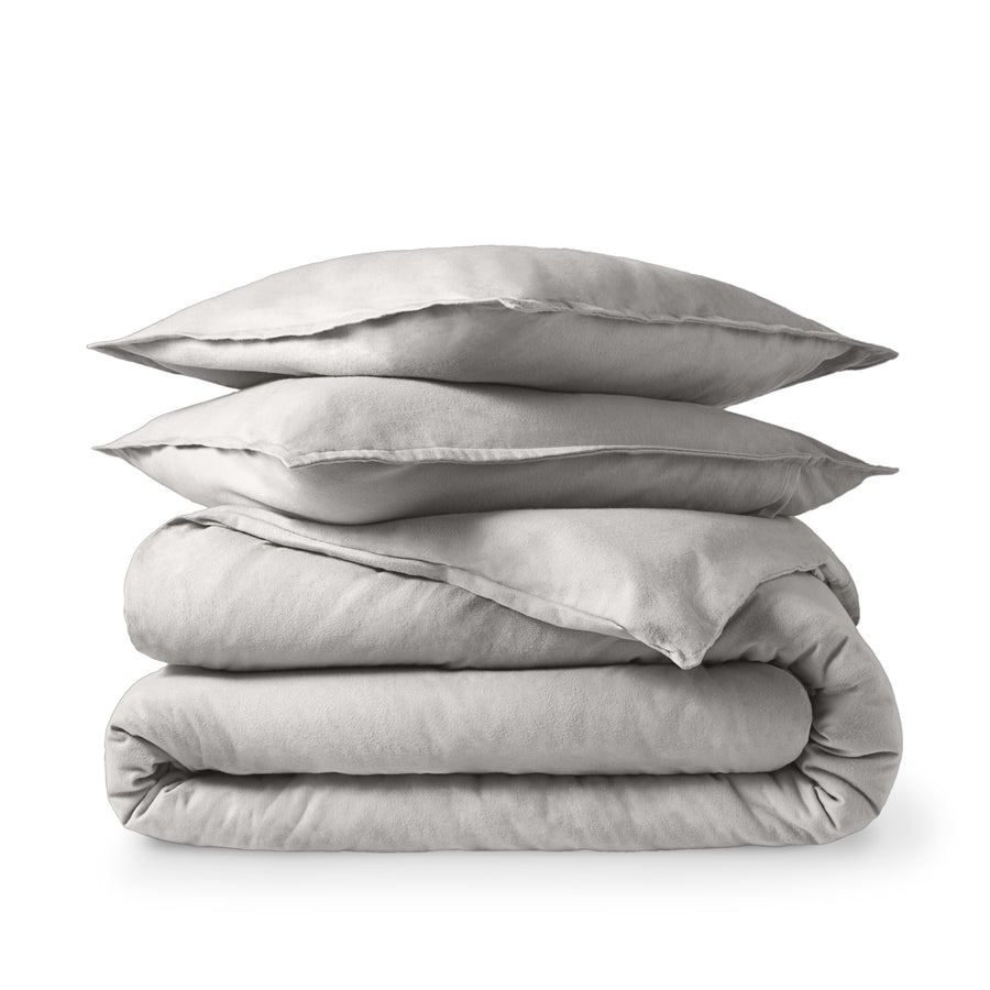 Flannel duvet set folded and stacked