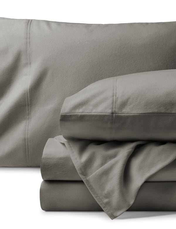 Organic flannel sheet set neatly folded