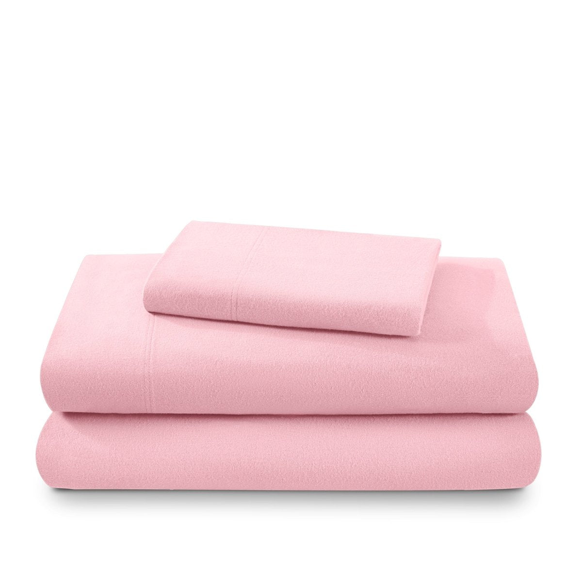 Flannel sheets and pillowcases folded and stacked