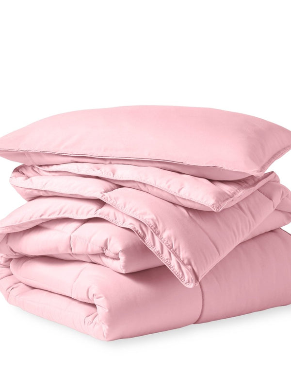 A down alternative comforter folded neatly