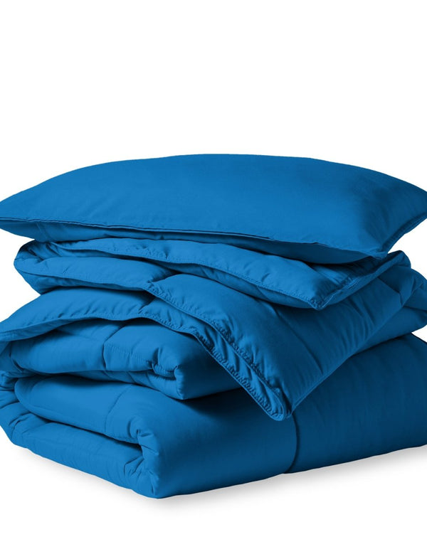 A down alternative comforter folded neatly