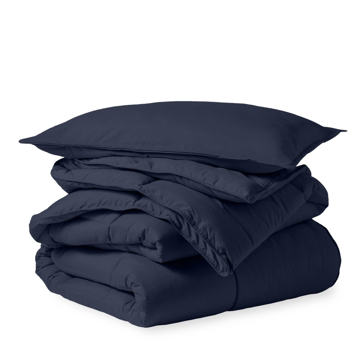 A down alternative comforter folded neatly