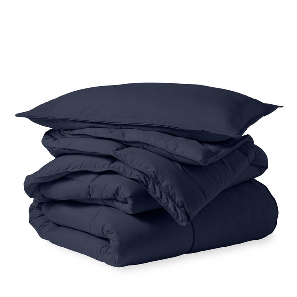 A down alternative comforter folded neatly