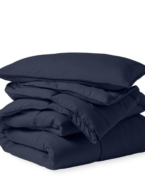 A down alternative comforter folded neatly