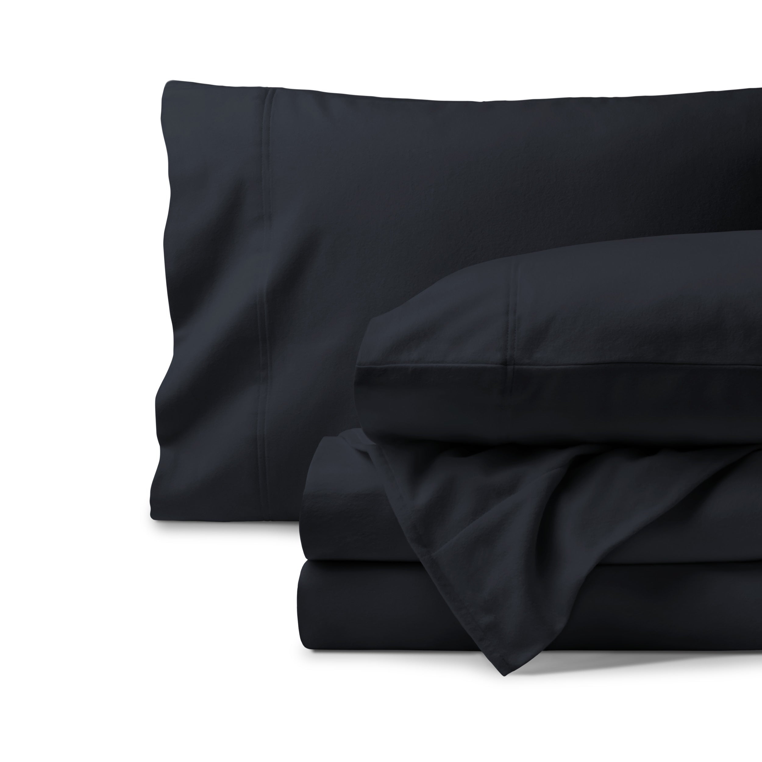 Organic flannel sheet set neatly folded
