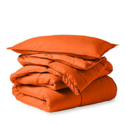 A down alternative comforter folded neatly