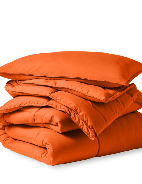 A down alternative comforter folded neatly