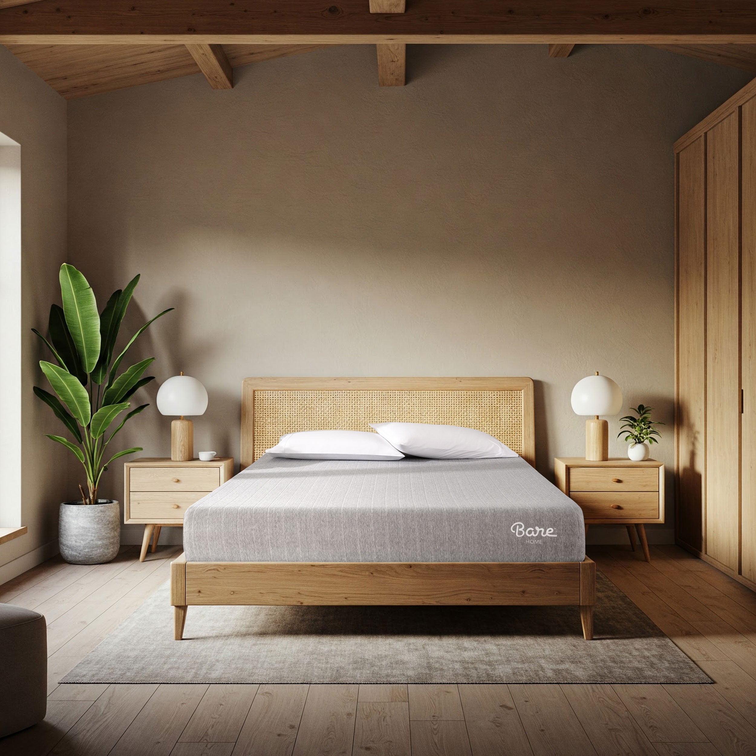Clean Classic Mattress in a cozy room with Plants