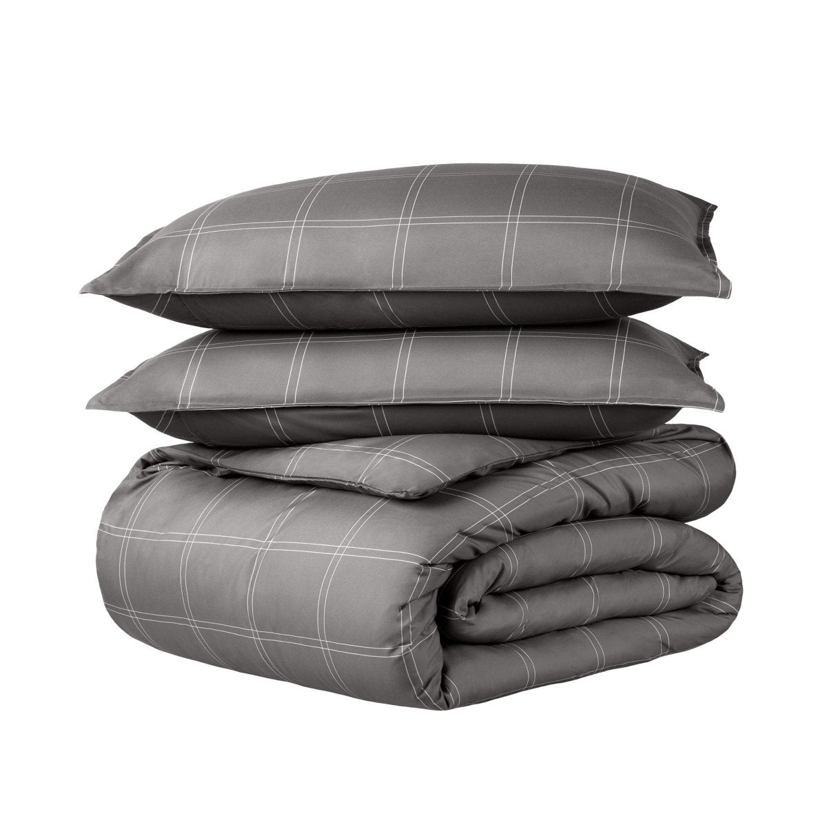 Heathered duvet cover folded and stacked