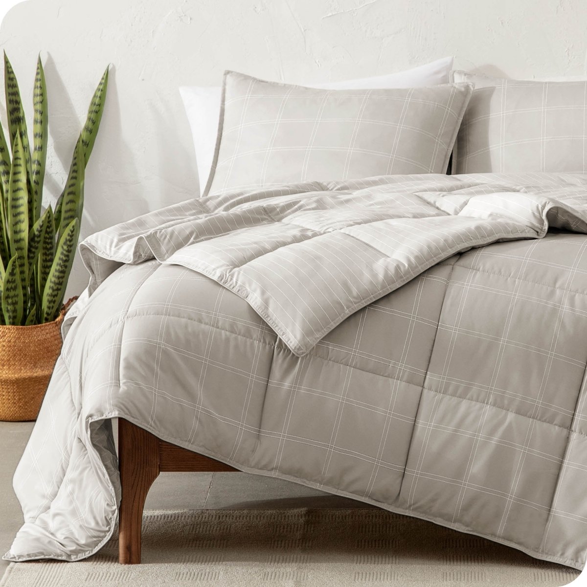 Down Alternative Box Stitch Comforter Set - Bare Home