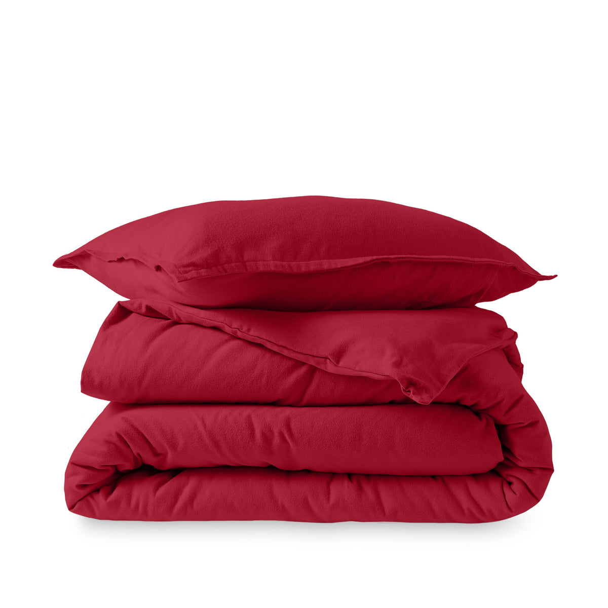Flannel duvet set folded and stacked
