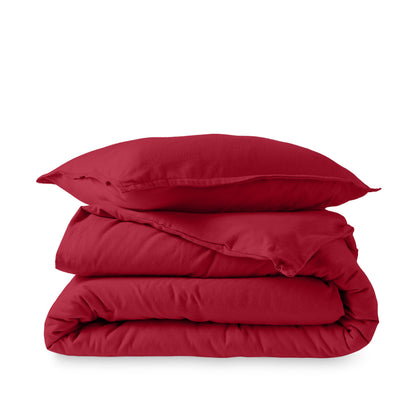 Flannel duvet set folded and stacked