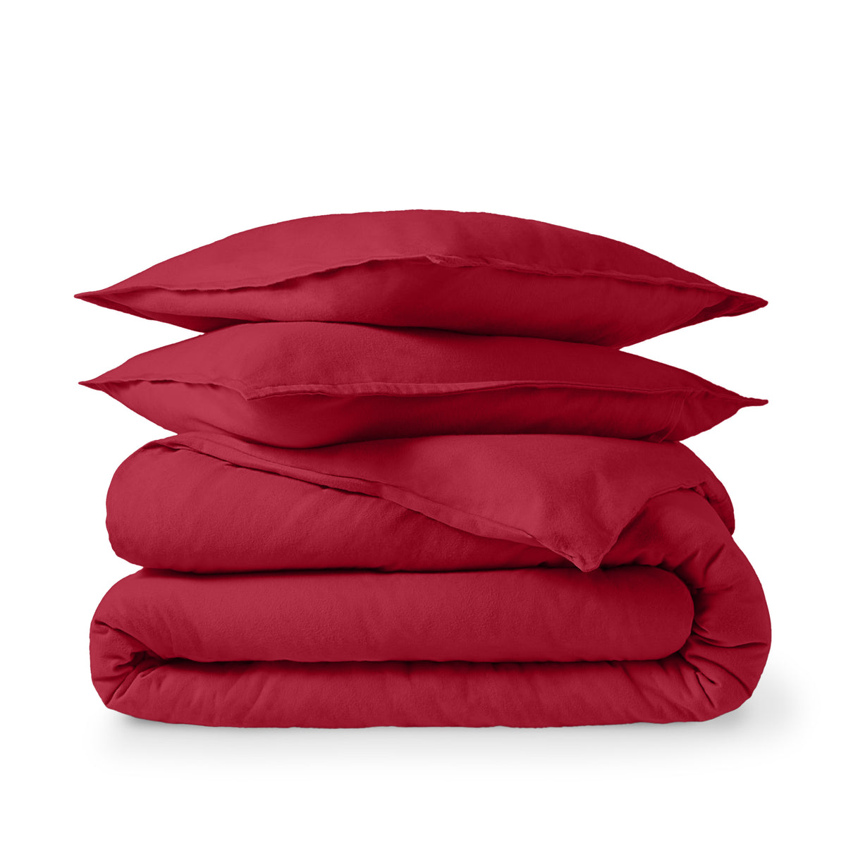 Flannel duvet set folded and stacked
