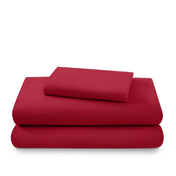 Flannel sheets and pillowcases folded and stacked