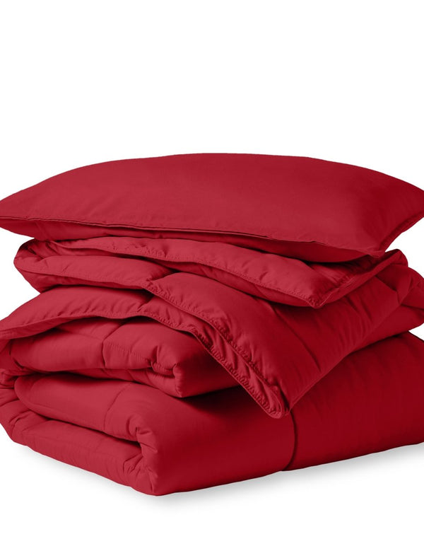 A down alternative comforter folded neatly