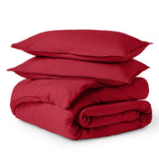 Solid color duvet set folded and stacked