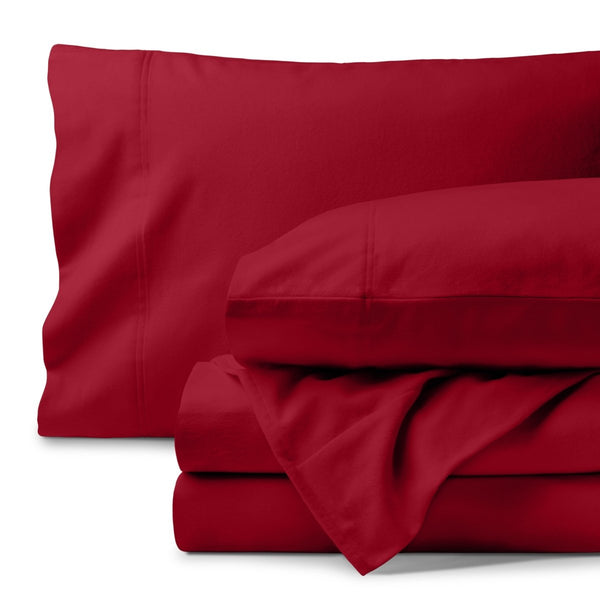 Organic flannel sheet set neatly folded