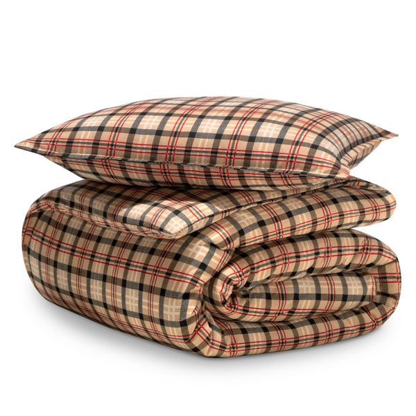 Flannel duvet set folded and stacked