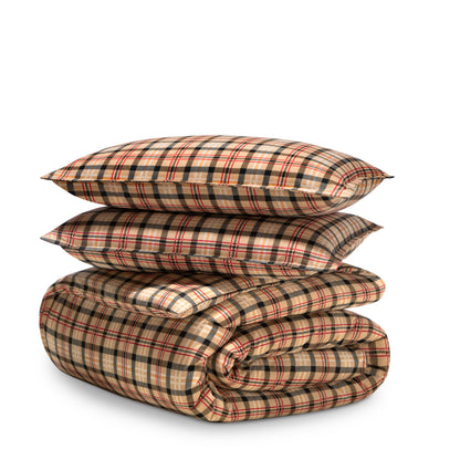 Flannel duvet set folded and stacked