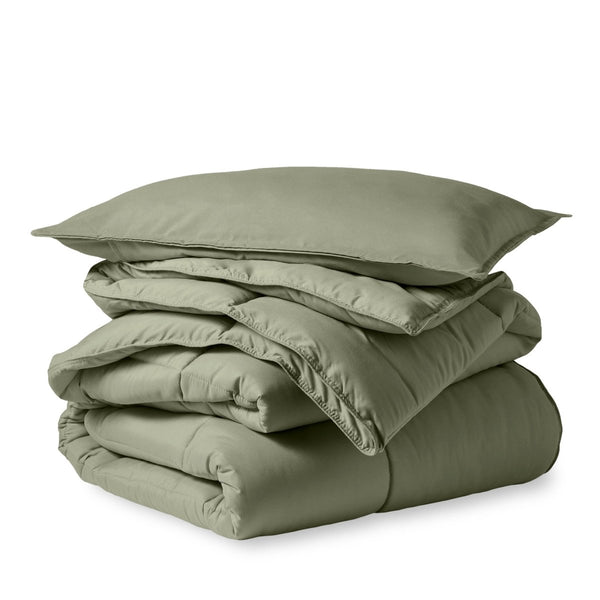 A down alternative comforter folded neatly