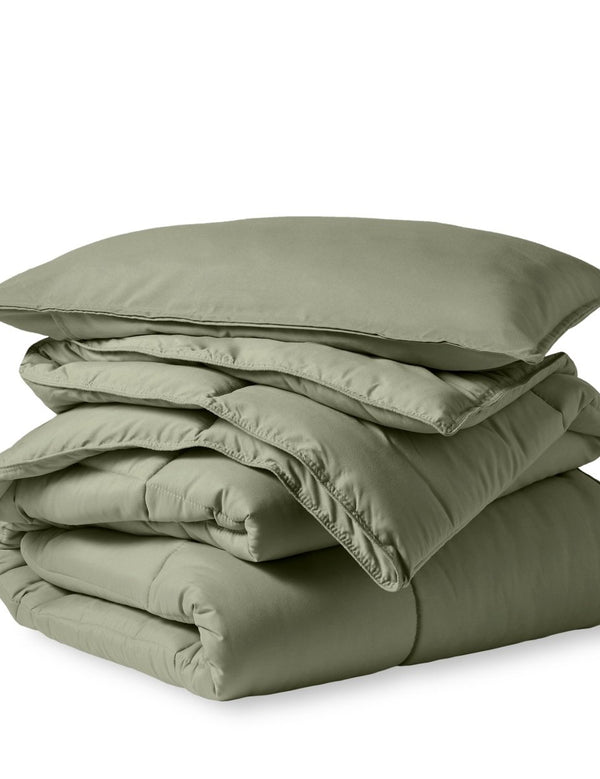 A down alternative comforter folded neatly
