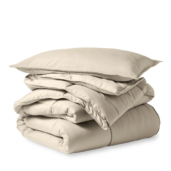 A down alternative comforter folded neatly