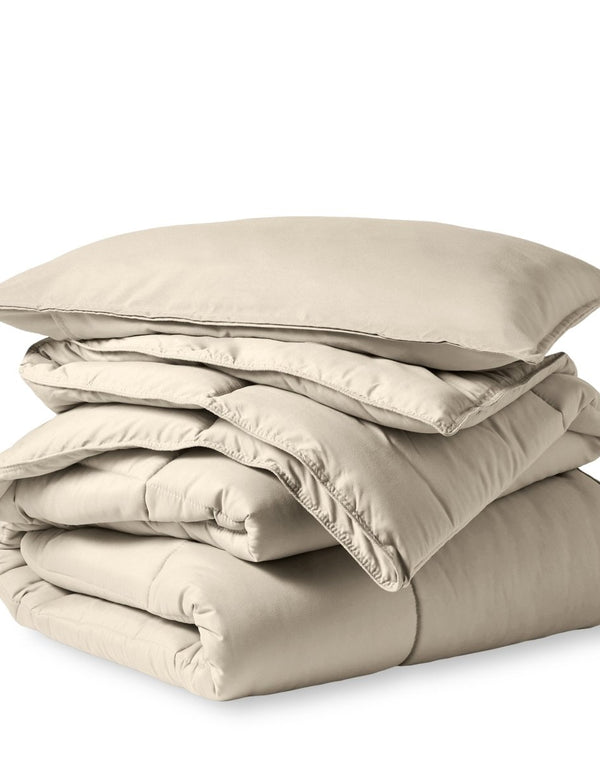 A down alternative comforter folded neatly