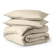 Solid color duvet set folded and stacked