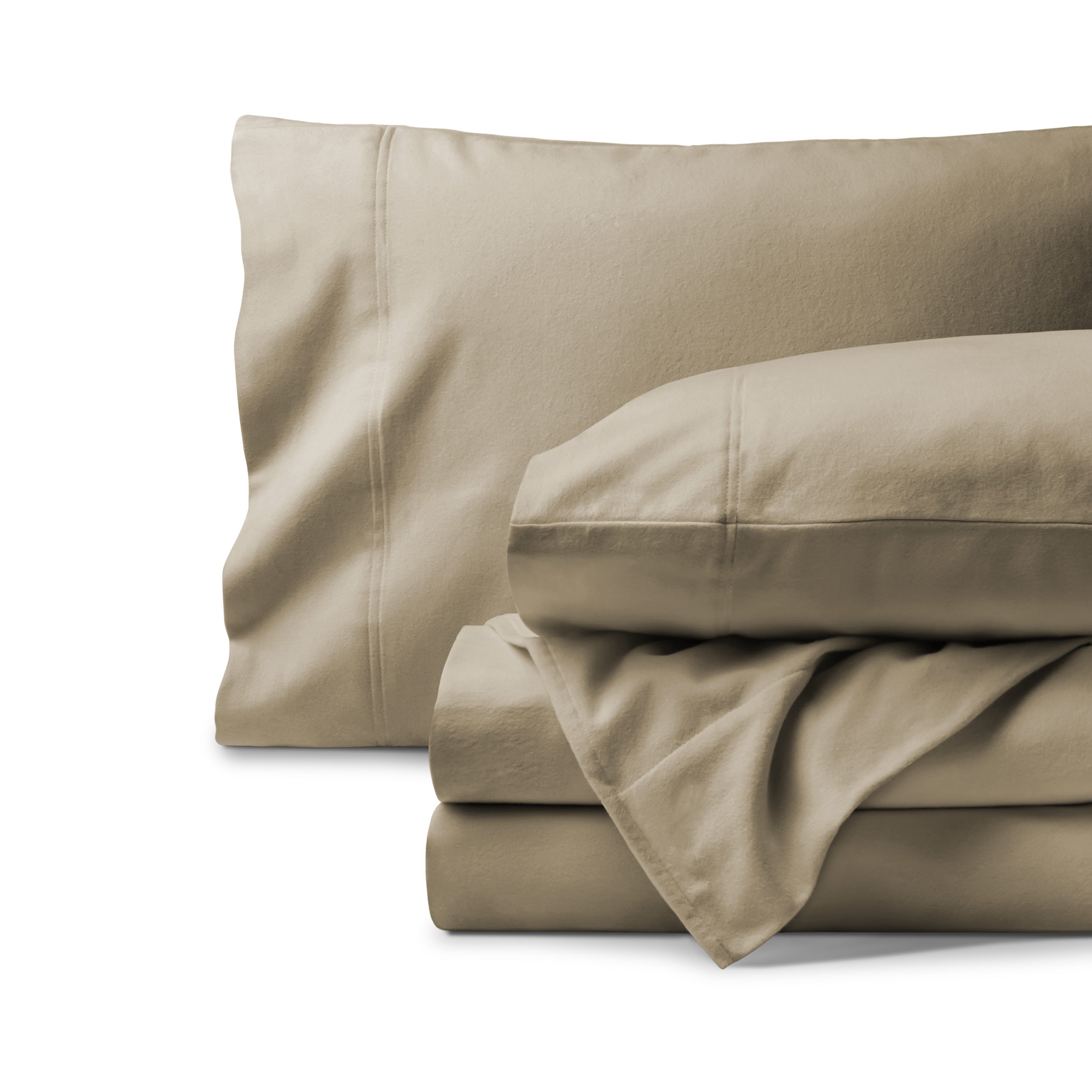 Organic flannel sheet set neatly folded