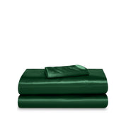 Satin sheet set folded and stacked neatly