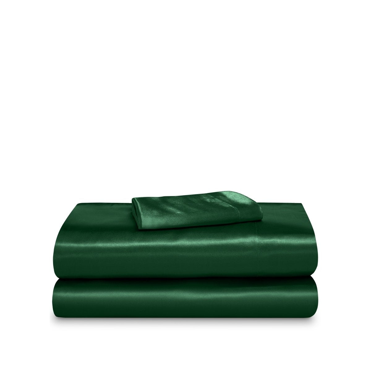 Satin sheet set folded and stacked neatly