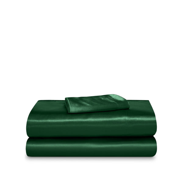 Satin sheet set folded and stacked neatly