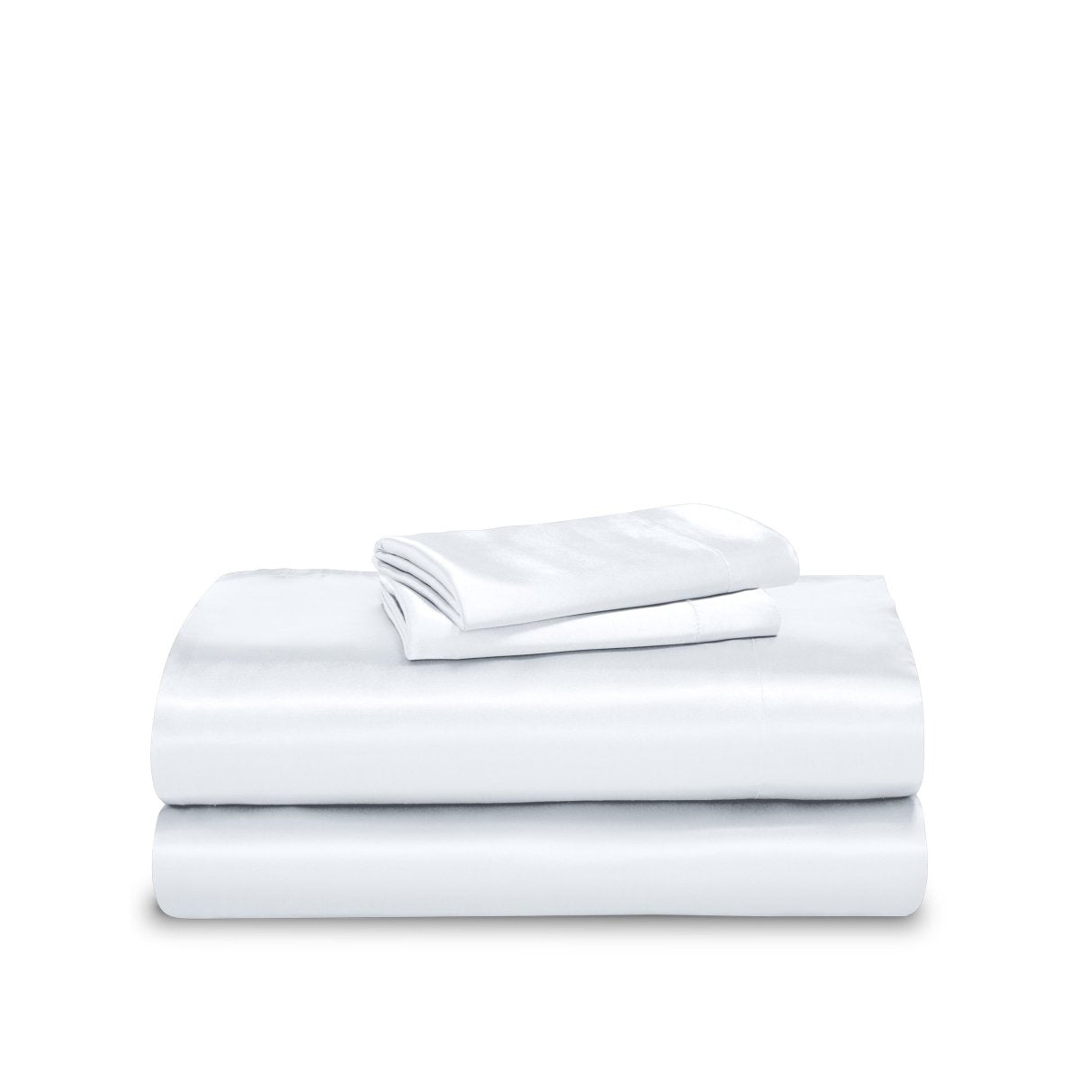Satin sheet set folded and stacked neatly