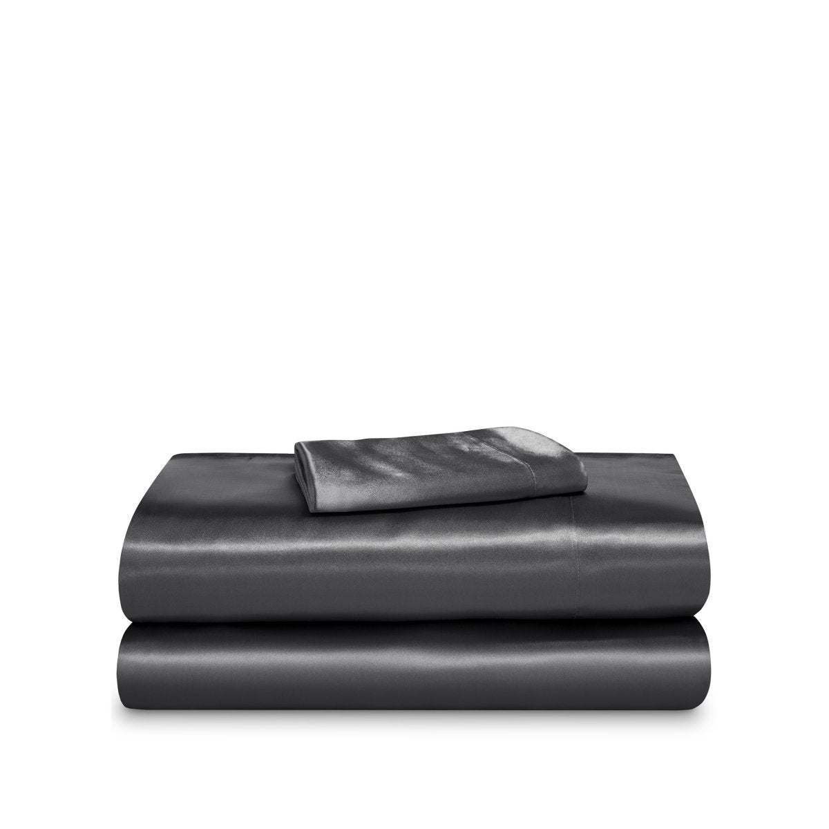 Satin sheet set folded and stacked neatly