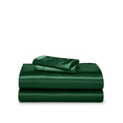 Satin sheet set folded and stacked neatly