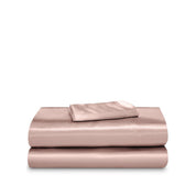 Satin sheet set folded and stacked neatly