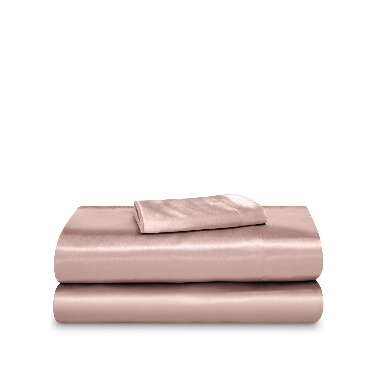 Satin sheet set folded and stacked neatly