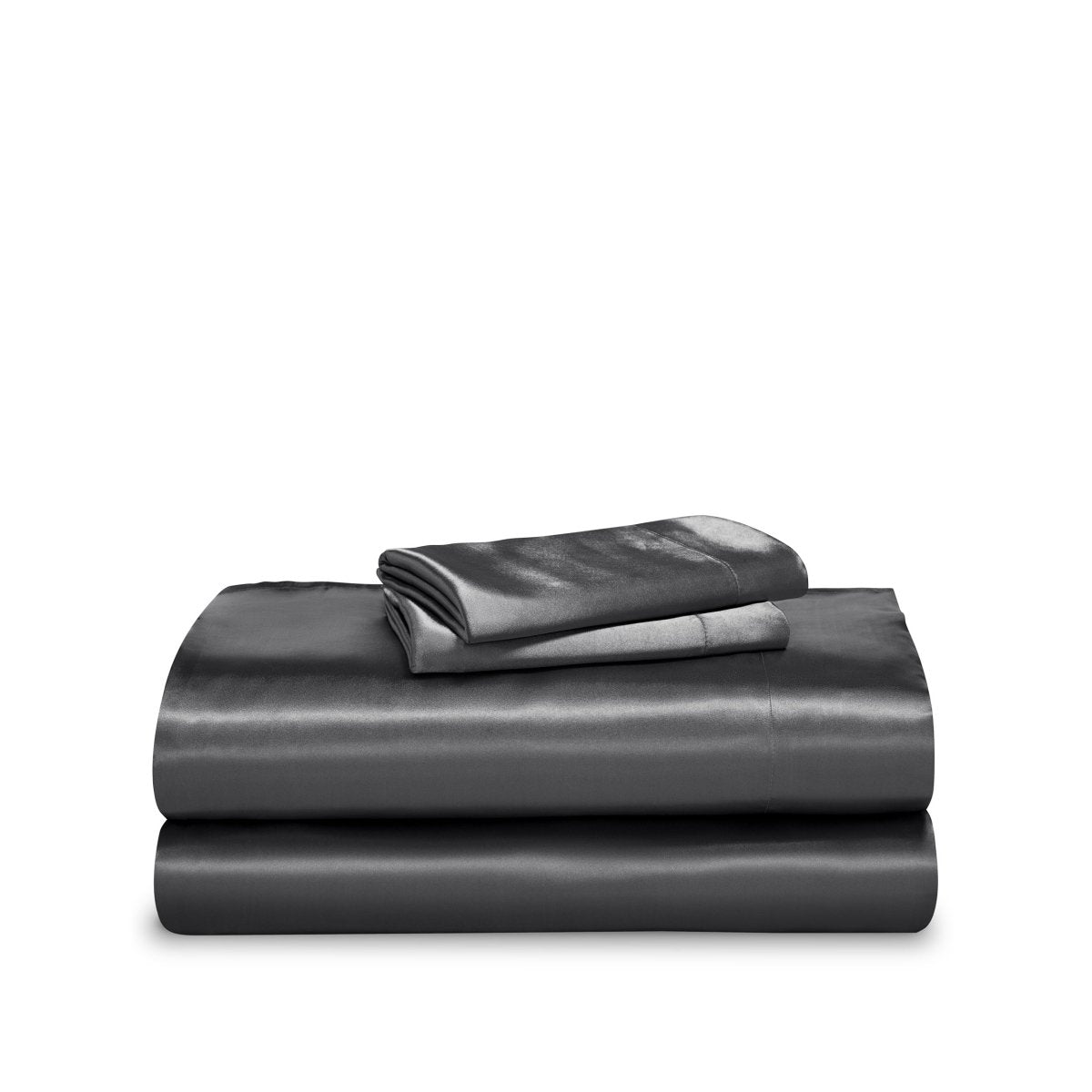 Satin sheet set folded and stacked neatly