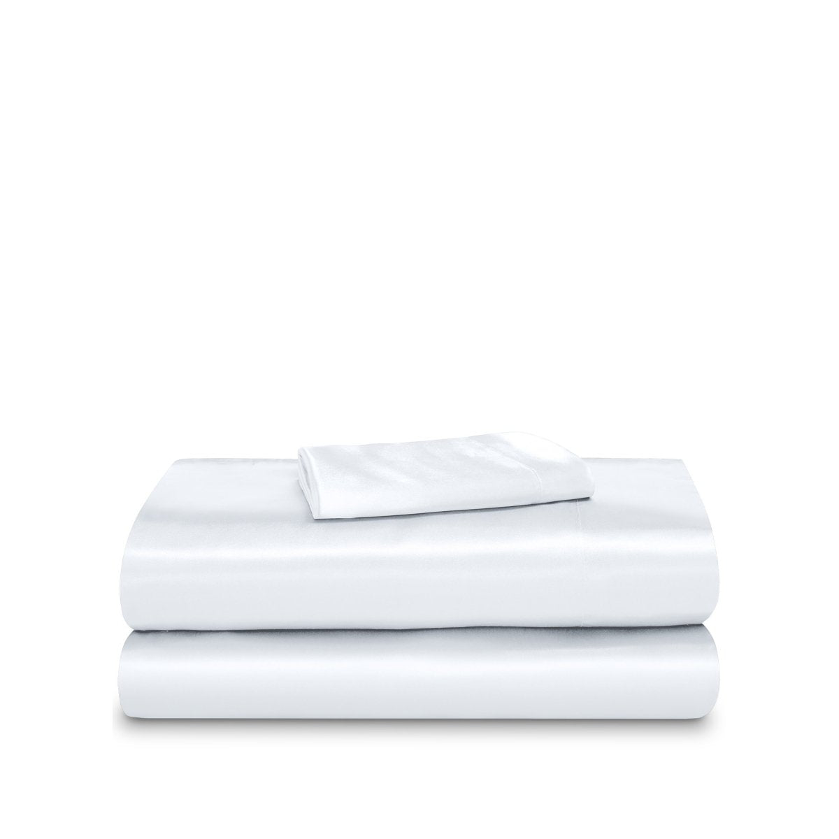 Satin sheet set folded and stacked neatly
