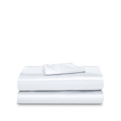 Satin sheet set folded and stacked neatly