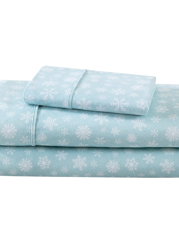 Flannel sheets and pillowcases folded and stacked