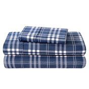 Flannel sheets and pillowcases folded and stacked