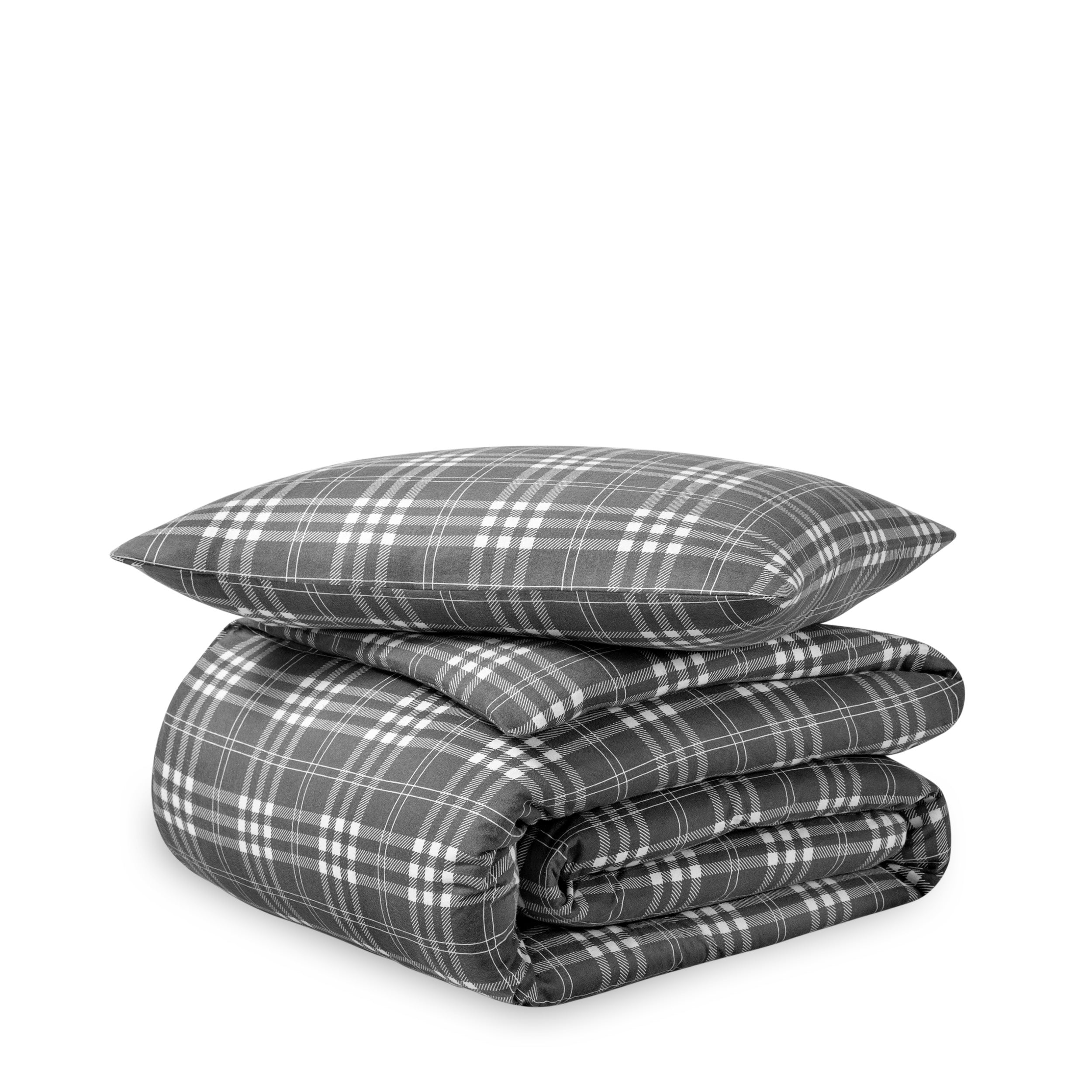 Flannel duvet set folded and stacked
