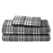 Flannel sheets and pillowcases folded and stacked